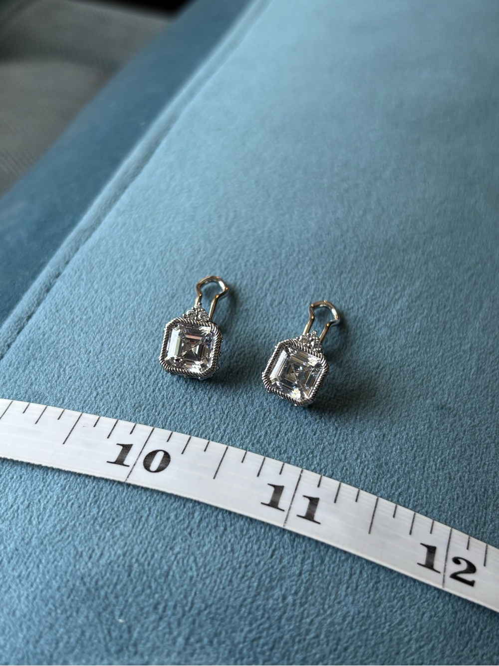 Judith Ripka 925 Sterling Silver CZ Rope Design Clip-On Earrings - Picture 4 of 8